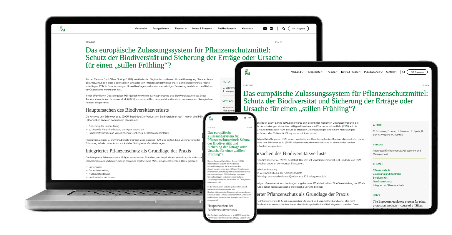 IVA scientific-work page with abstract, author information and topic links across three devices