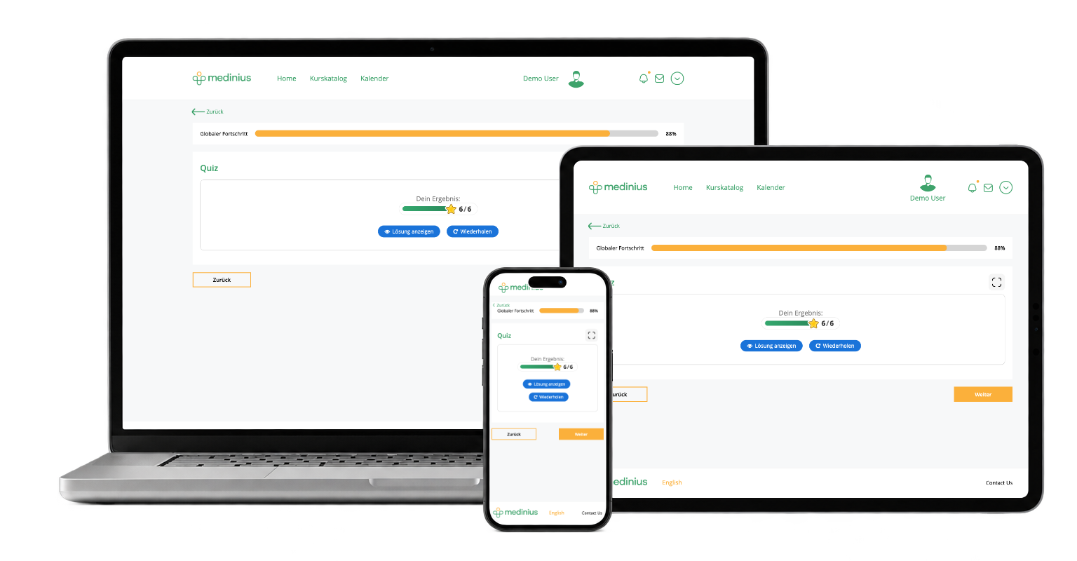 Medinius completed learning activity across three devices